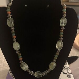 Elegant Green and Silver Beaded Necklace